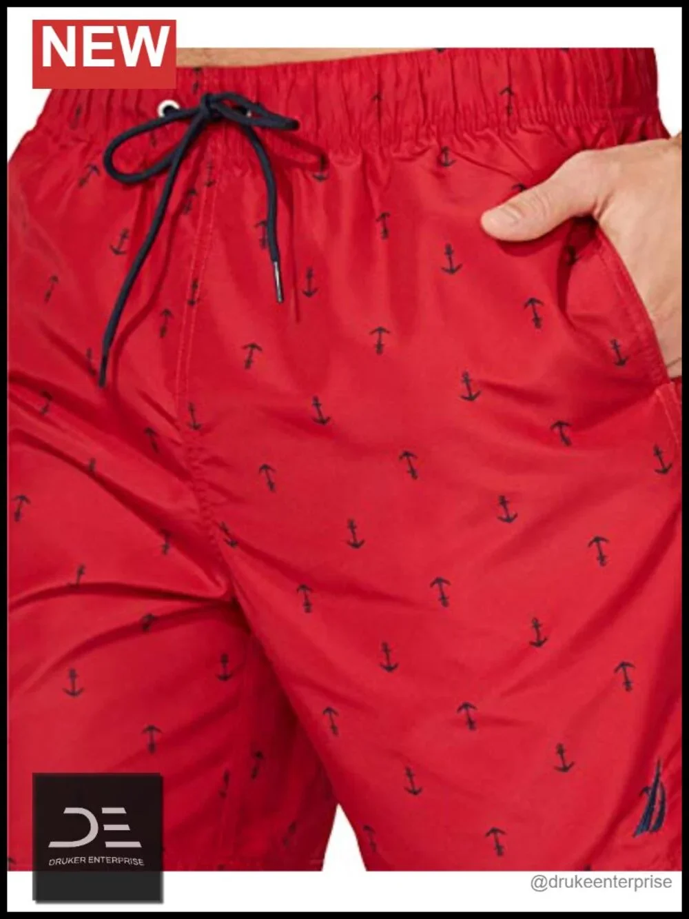 Men's Quick Dry Anchor Print Swim Trunks